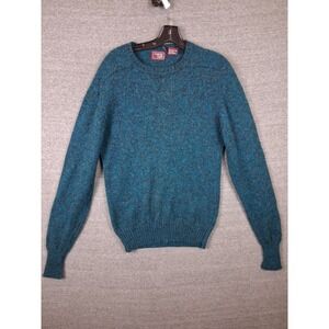 Cambridge Classics Womens Sweater Medium Blue 100% Shetland Wool Classic Cozy
